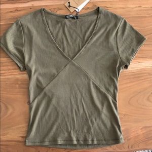 NEVER WORN. Olive green top